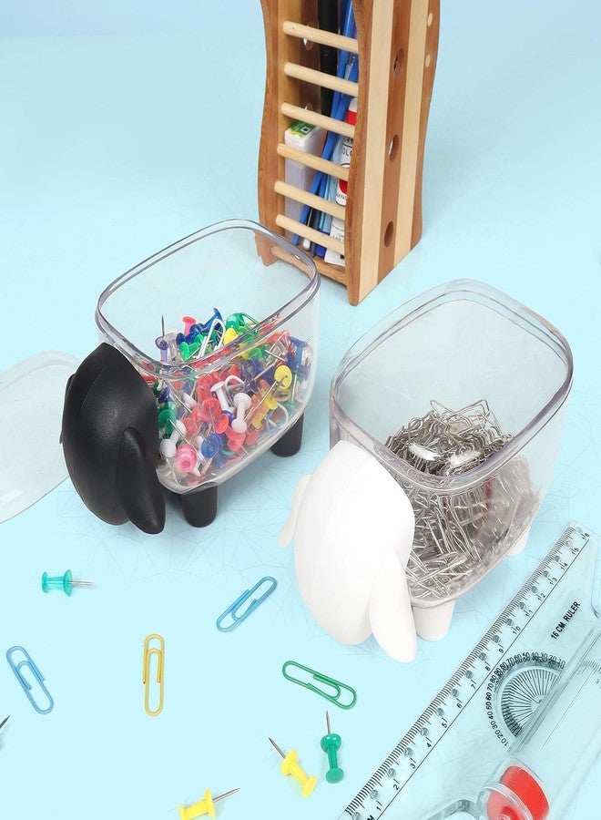 ABOUT SPACE حول الفضاء حامل أعواد قطنية على شكل خروف / علبة سماعات أذن من الأكريليك / علبة منظم دبابيس الشعر / منظم مشابك الشعر / علبة منظم أربطة مطاطية / حامل مشابك شعر وكرات قطنية شفاف (عبوة من قطعتين) - Image 2